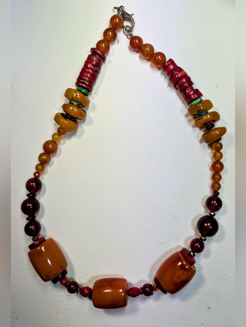 Wendy Gell Necklace Beads Of Amber Turquoise Cherry Amber And Coral.
